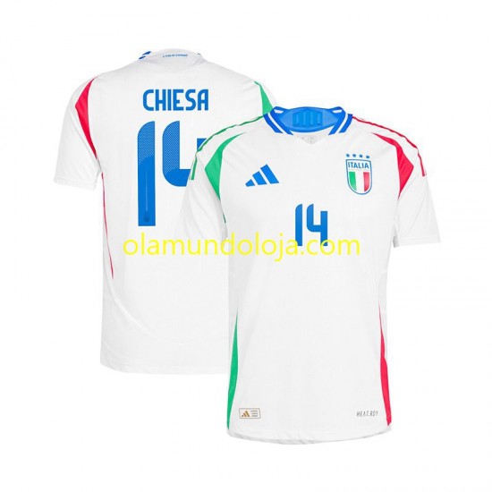 Camisola Itália Chiesa 14 Homem Equipamento Segundo Euro 2024 Manga Curta